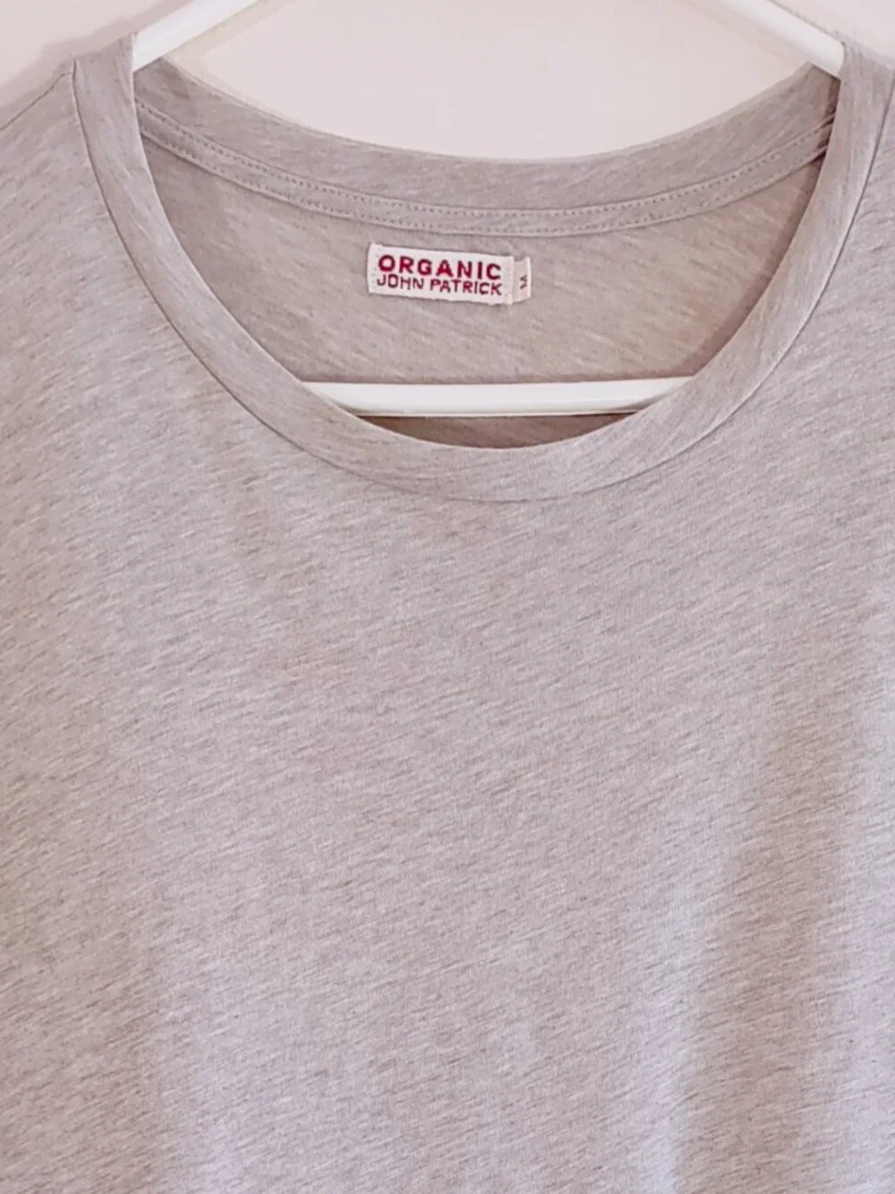 Organic John Patrick Tee Shirt Size Medium Short-Sleeve Shirttail Neutral Tan